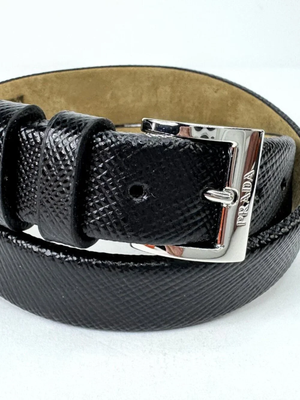 Vintage Prada Centurion Black Saffiano Leather Double Wrap Bracelet Unisex GS874